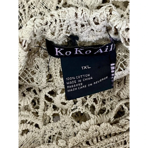 Koko Ailis Womens Brown Crochet Sheet Off The Shoulder Swim Cover Vintage 1XL - Picture 7 of 8